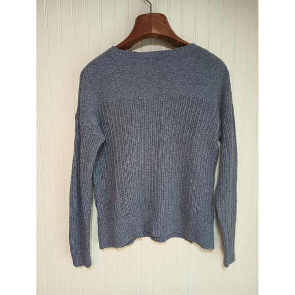 Madewell Sweater Womens Small Gray Knit Crewneck Pullover Side Slits Ribbed Hem - Picture 3 of 7